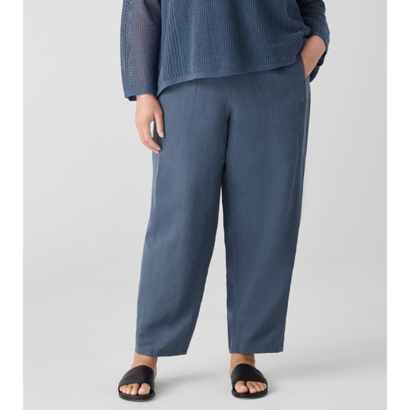 NWT EILEEN FISHER Linen Silk Twill Lantern Pant Eclipse Blue 2X Plus Size